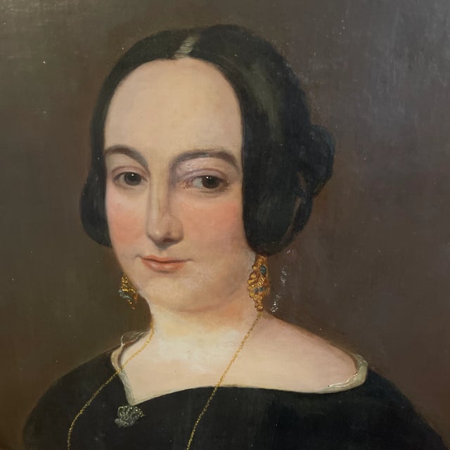 Mid 19th Century Victorian Portrait Painting of a Lady, Framed For Sale - Image 4 of 8