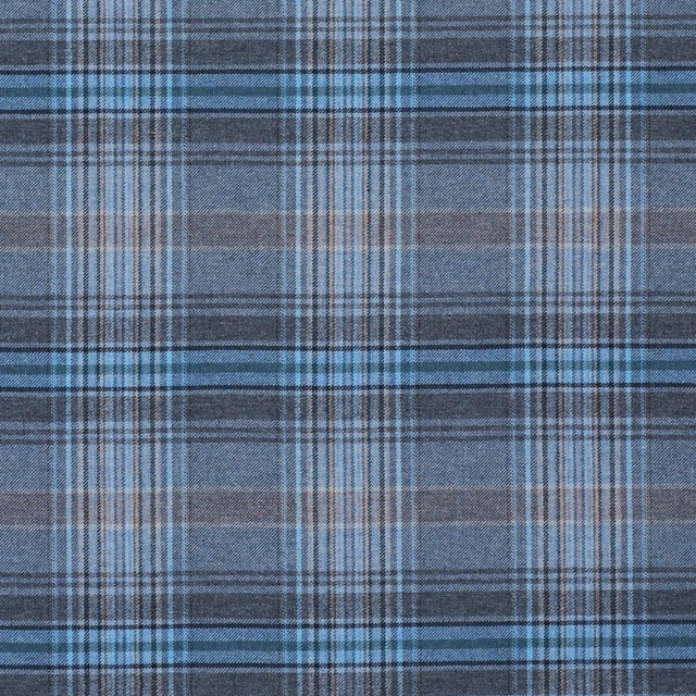 Schumacher Campbell Plaid Fabric In Indigo For Sale