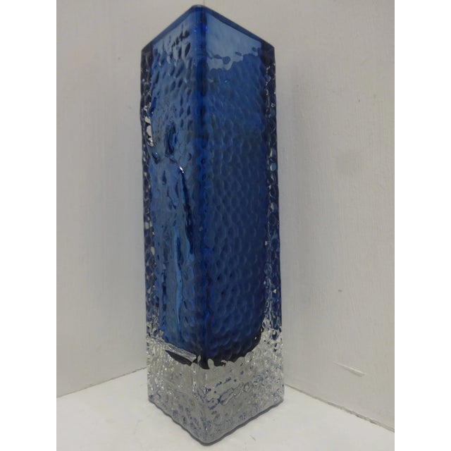 Mid Century Smålandshyttan Blue Glass Vase Josef Schott For Sale - Image 4 of 8