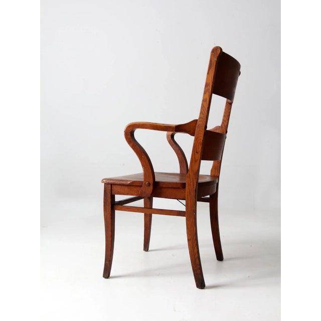 Wood Antique Oak Office Chair For Sale - Image 7 of 11