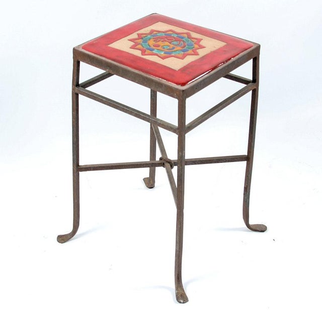 19th Century Spanish Colonial Ceramic Tile Wrought Iron Side Table Chairish