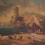 Mid-20th-century Italian painting. Oil on canvas artwork in the antique style, depicting a harbor view with figures and a...