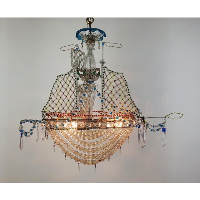 Boat Chandelier with Glass Beads, 1950s For Sale - Image 3 of 11