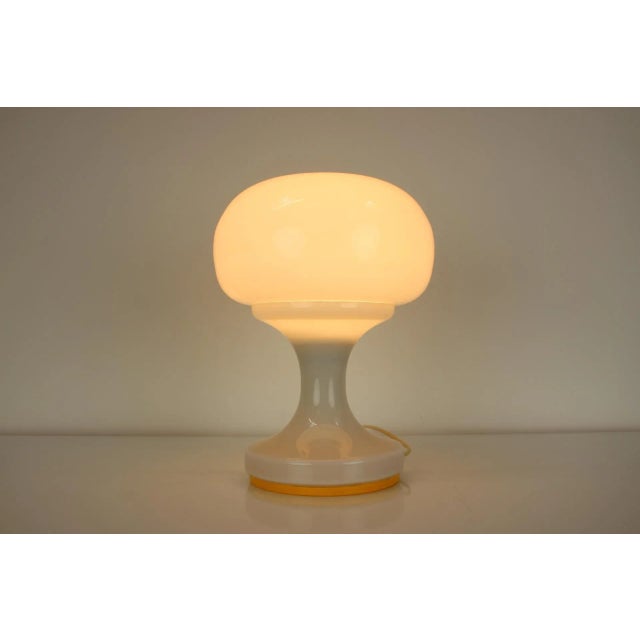 White Glass Table Lamp by Valasske Mezirici, 1970s For Sale - Image 8 of 10