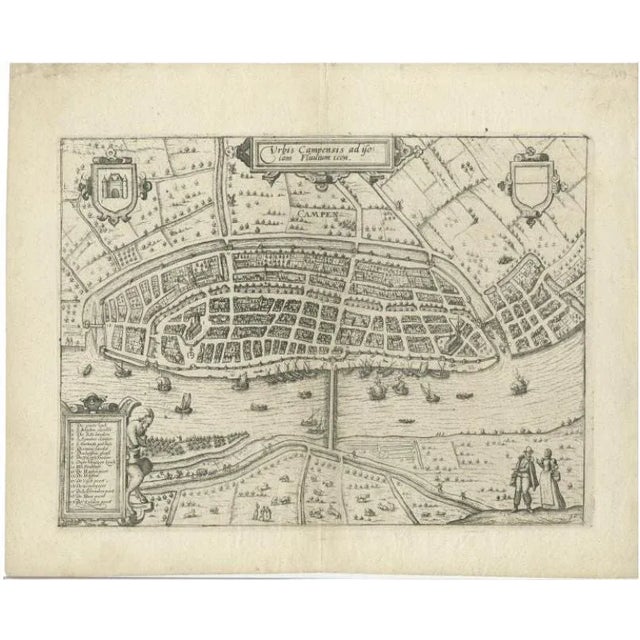 17th Century Antique Map of the City of Kampen by Guicciardini, 1613 For Sale - Image 5 of 5