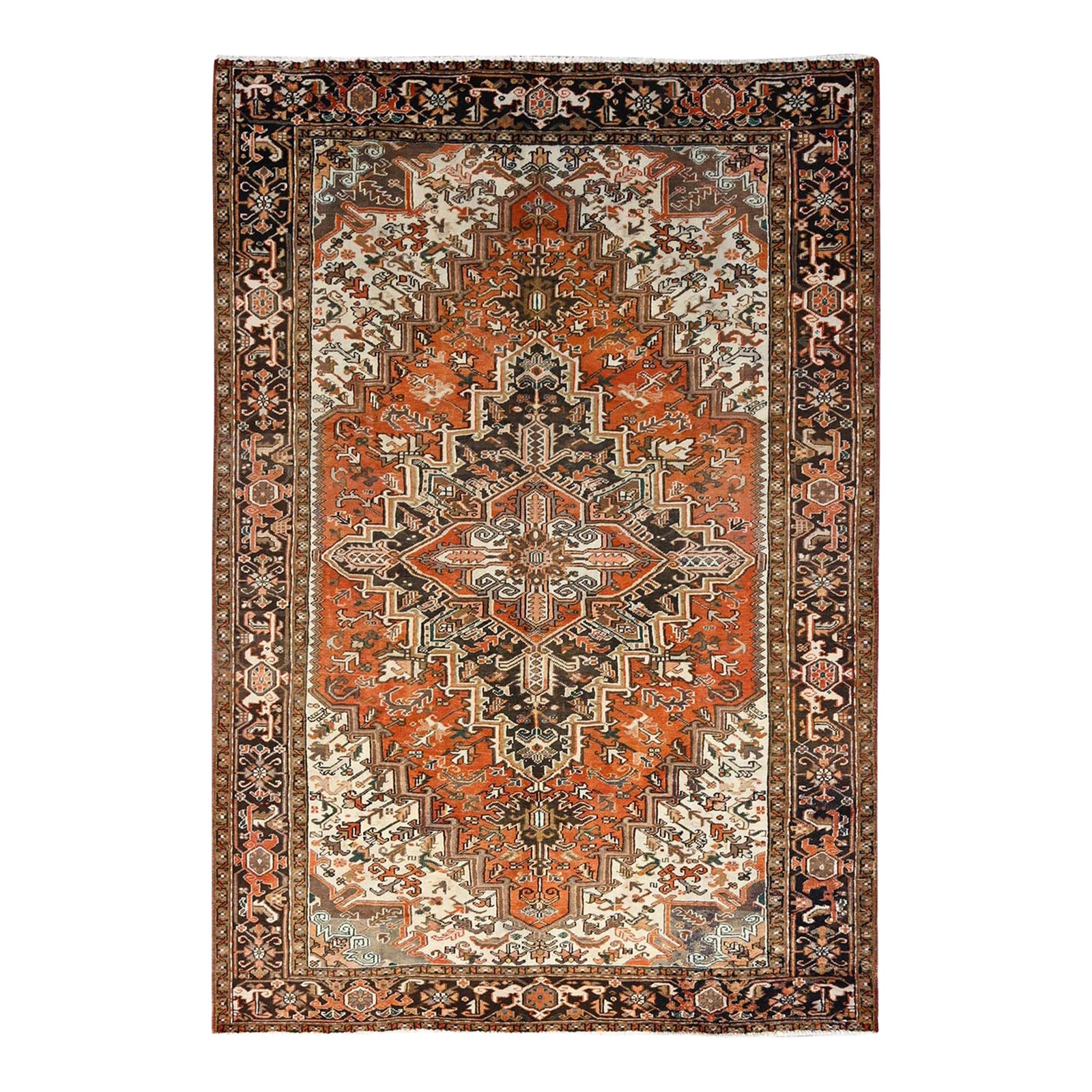 1960s Orange Semi Antique Vintage Oriental Rug | Chairish