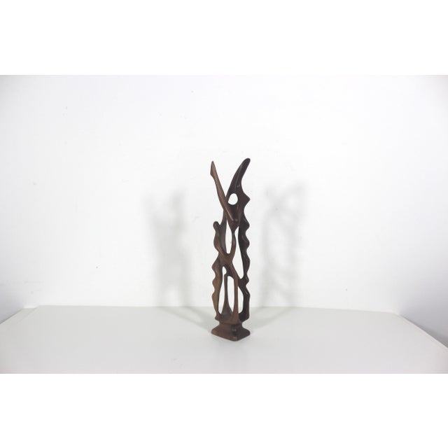 Wood Vintage Abstract Art Wood Sculpture, Acrobats, Dancers, Hand Carved From a Single Piece of Wood, Smooth Curvy, Original One of a Kind Teak For Sale - Image 7 of 10