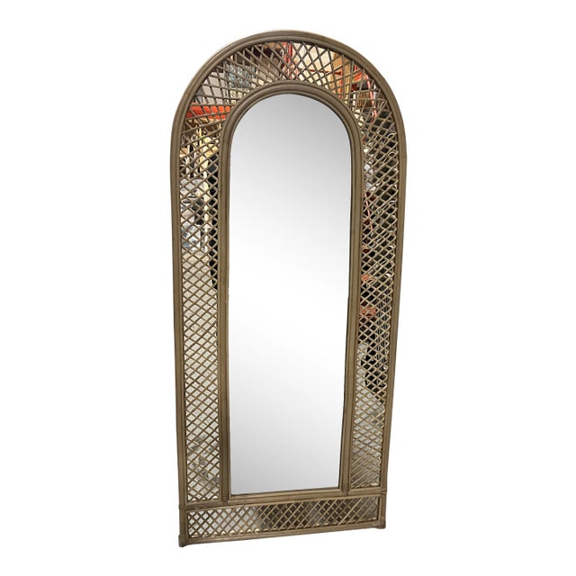 Vintage 1970s Bamboo Mirror For Sale