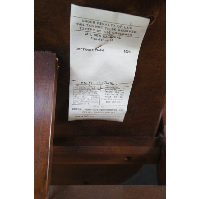 1970s Drexel Heritage Mid Century Modern Distressed Walnut Campaign Style Arm Chair For Sale - Image 13 of 13