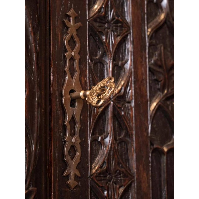 2000 - 2009 Neo-Gothic Carved Oak Cabinet For Sale - Image 5 of 10