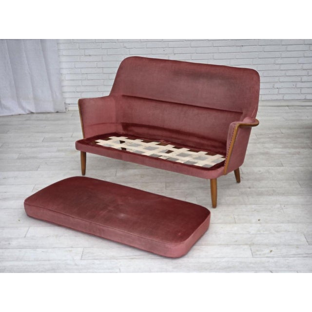 Swedish 2-Seater Sofa in Pink Velour and Beech, 1970s For Sale - Image 14 of 18