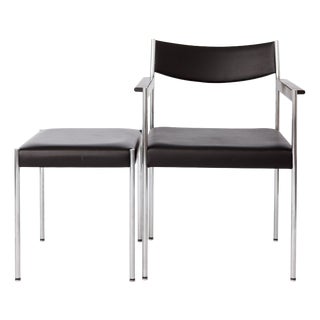 Vintage Armchair and Stool by Edlef Bandixen for Kusch + Co, Germany, 1970s, Set of 2 For Sale