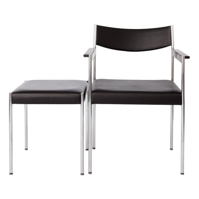 Vintage Armchair and Stool by Edlef Bandixen for Kusch + Co, Germany, 1970s, Set of 2 For Sale