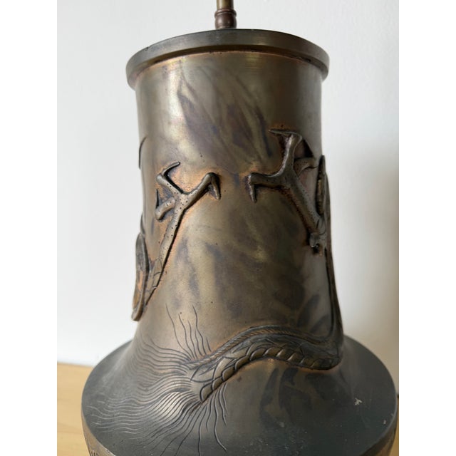 Bronze 19th Century Japanese Meiji Period Bronze Dragon Table Lamp For Sale - Image 8 of 12