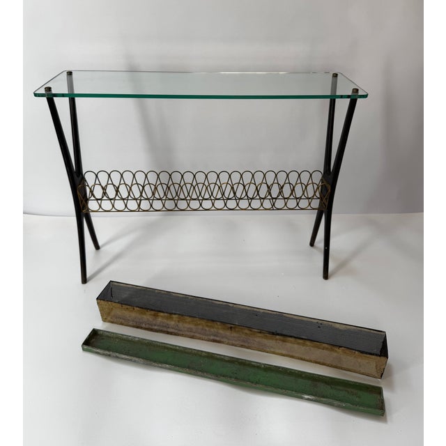 Cesare Lacca Cesare Lacca Italian Console Table in Walnut, Brass, Italy 1950s For Sale - Image 4 of 17