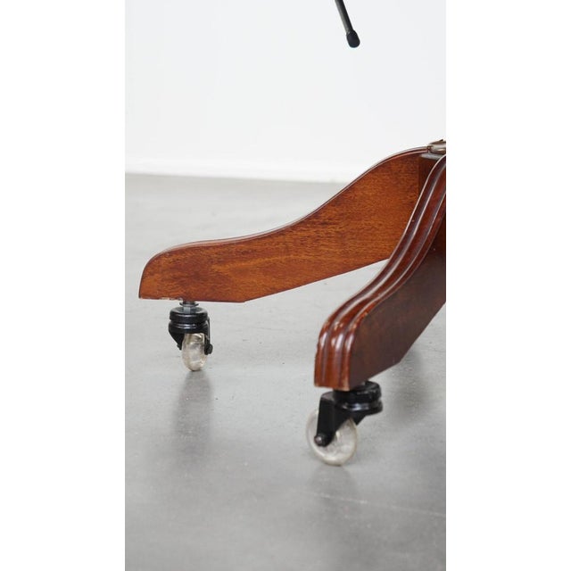 Dark Blue Cowhide Chesterfield Swivel Desk Chair For Sale - Image 14 of 18