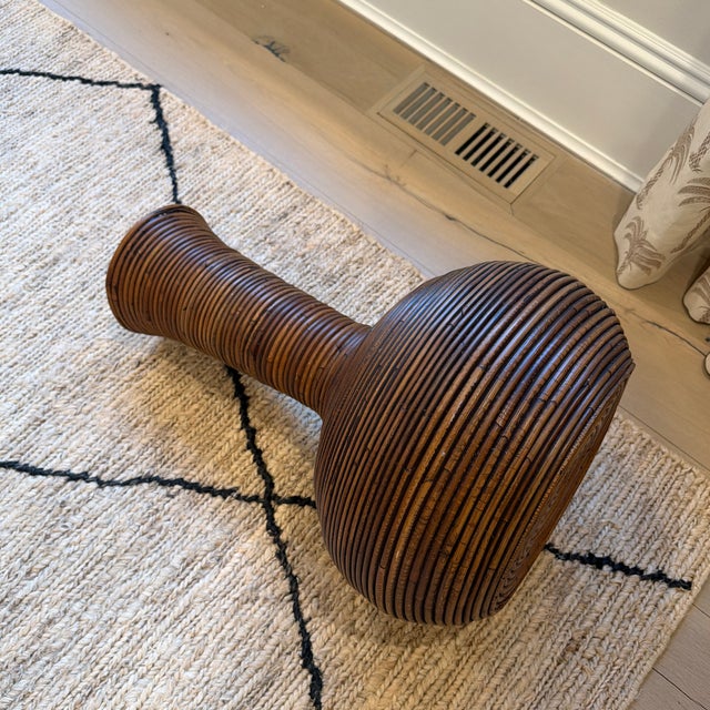 Vintage Sculptural Reeded Rattan Floor Vase in the Style of Gabriella ...
