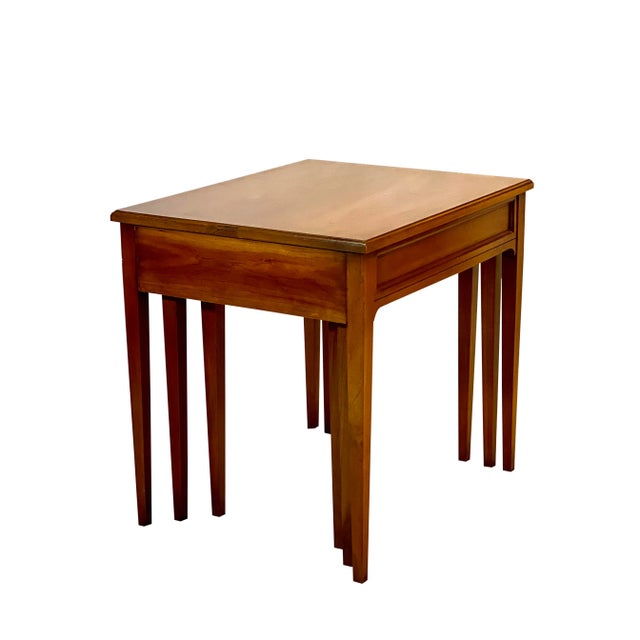 Heritage 1960s Vintage Fruitwood Nesting Tables by Heritage, Set of 3 For Sale - Image 4 of 13