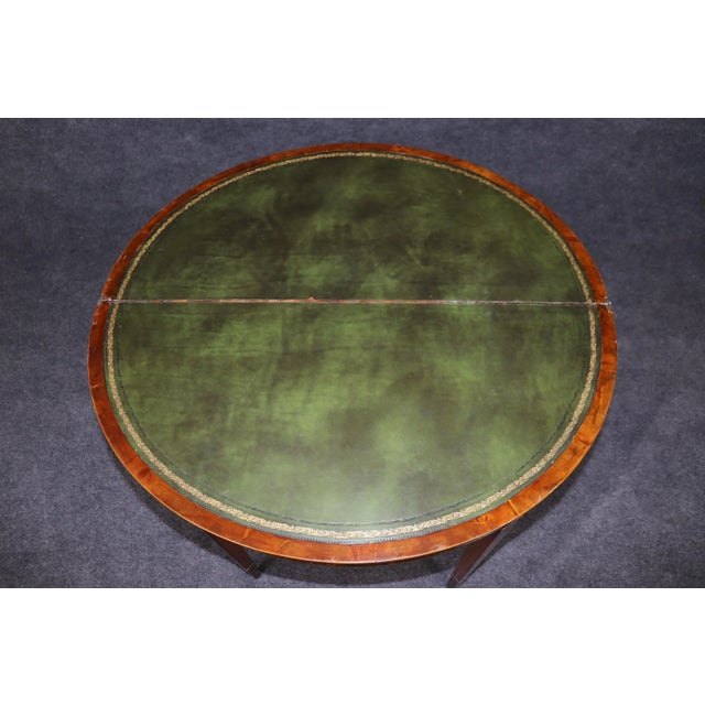 19th Century English Adams Style Paint Decorated Leather Top Demilune Table For Sale In Philadelphia - Image 6 of 12