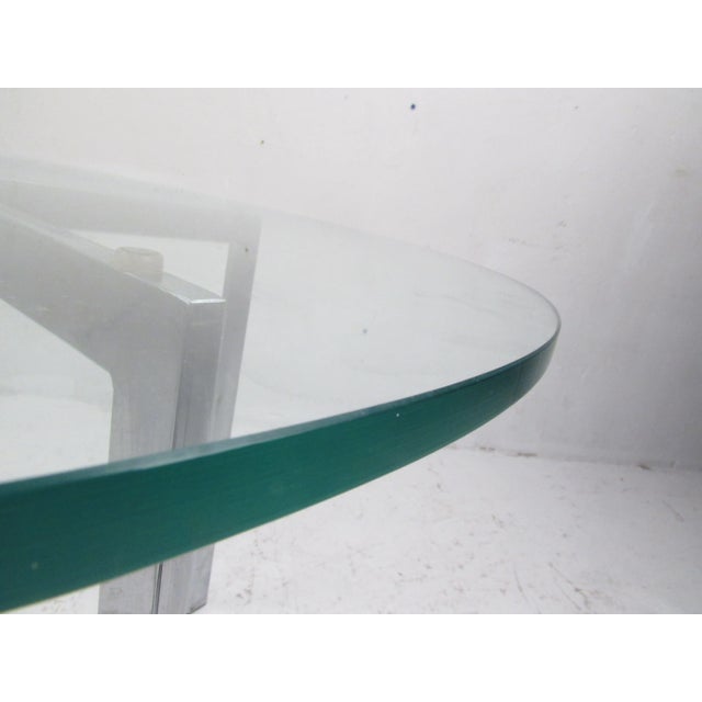 Mid-Century Modern Mid-Century Round Top Glass Coffee Table For Sale - Image 3 of 7