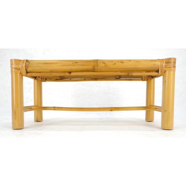 Wood Thick Profile Bamboo 15x36 Compact Bench Mid Century Modern c1970s MINT For Sale - Image 7 of 13