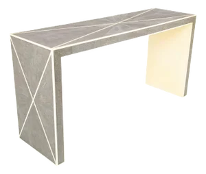 Karl Springer Style Shagreen and Cream Lacquer Console Table by Maitland Smith