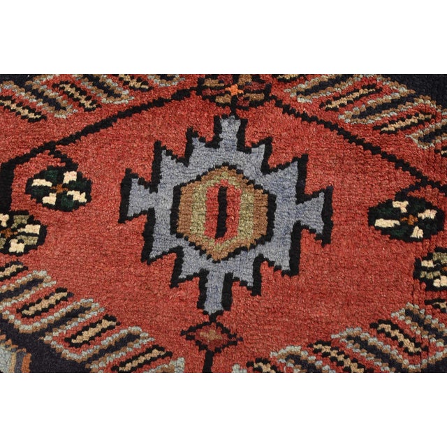 1990s Zanjan Rug 4'5'' X 6'8'' Blue Wool Vintage Tribal Hand-Knotted Oriental Carpet For Sale - Image 5 of 15