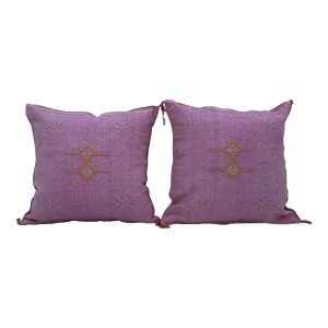 Contemporary Pink Silk Sabra Pillow Covers - a Pair