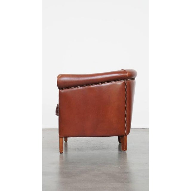 Cowhide Leather Club Chair with Decorative Nails For Sale - Image 5 of 14