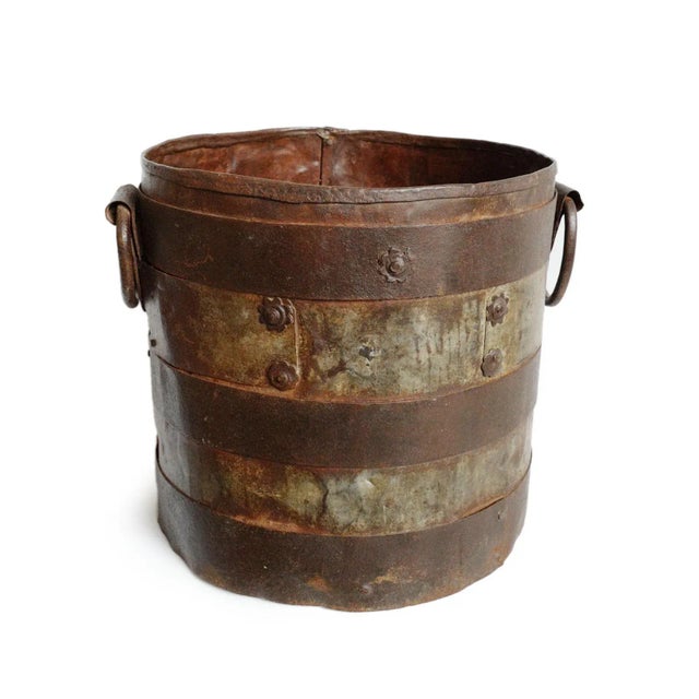 Farmhouse Vintage Iron Bucket For Sale - Image 3 of 6