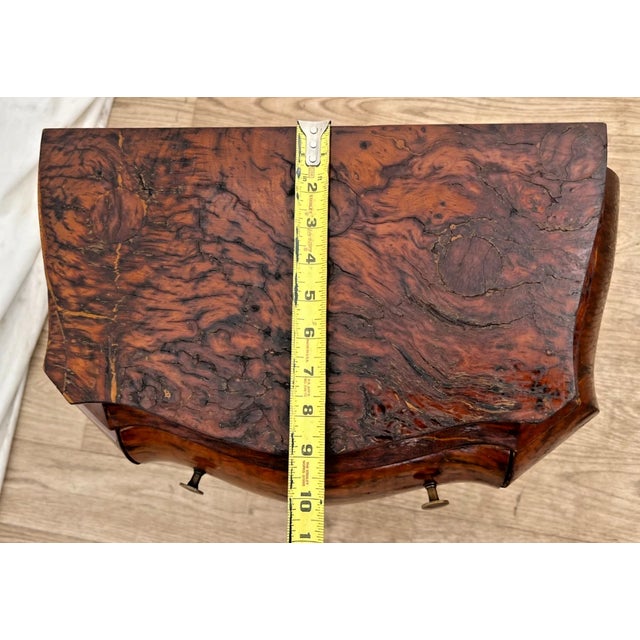 Vintage Petite Venetian Bombe Commode Small Chest of Drawers Burled Walnut For Sale - Image 10 of 11