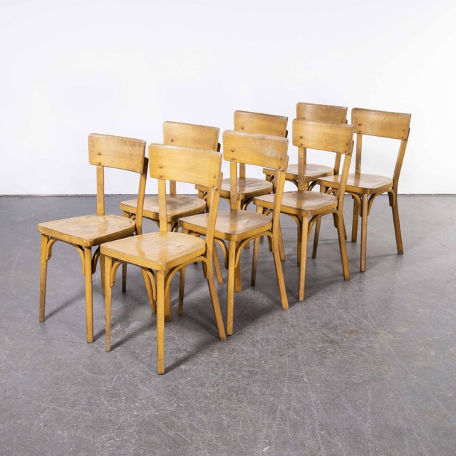 French Honey Beech Bentwood Dining Chairs from Baumann, 1950s, Set of 4 For Sale - Image 11 of 17