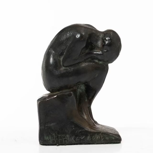 Sorrow Sculpture in Patinated Bronze by Halvar Frisendahl, 1917 For Sale - Image 6 of 6