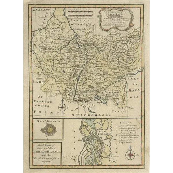 Antique Map of South West Germany, 1747 For Sale - Image 6 of 6