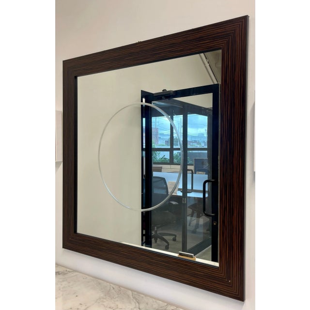 Late 20th Century Pair of Square Maccasar Faux Art Deco Style Wall / Console Mirror For Sale - Image 5 of 12