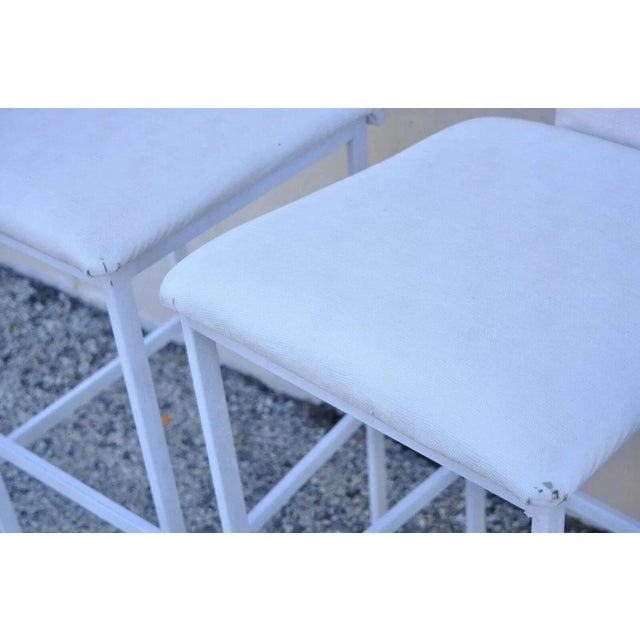 Metal Late 20th Century Minson Ent. Contemporary Modern White Metal Sculpted Barstools Chair - Set of 4 For Sale - Image 7 of 12