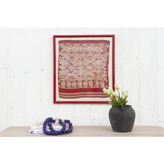 Red Majestic Antique Andean Framed Textile For Sale - Image 8 of 8