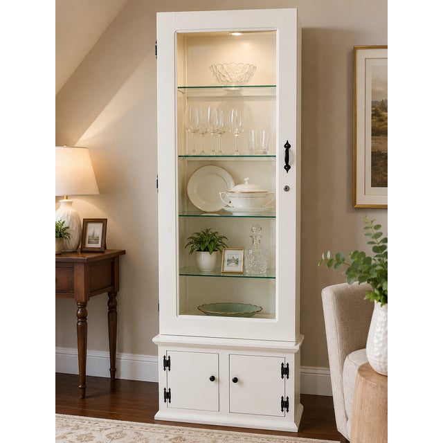 1940s Charming Farmhouse Glass-Door Cabinet From Virginia Estate For Sale - Image 5 of 5