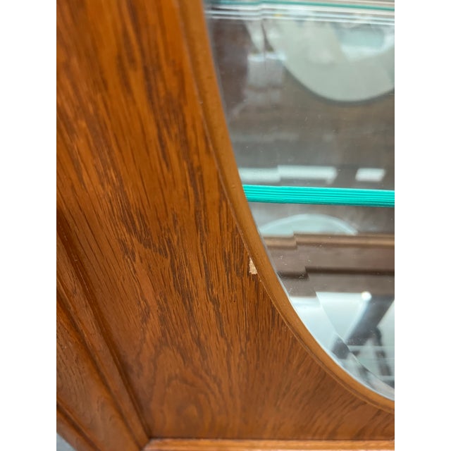 Wood Pulaski Furniture English Oak Lighted Curio Cabinet For Sale - Image 7 of 15