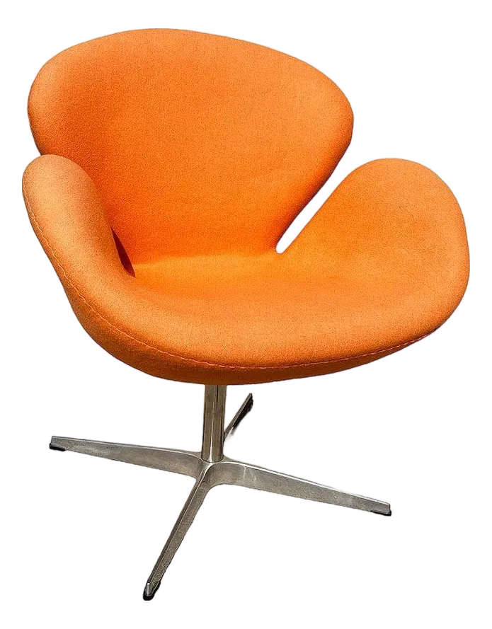 Punmkin Orange Swan Chair in the Style of Arne Jacobsen | Chairish