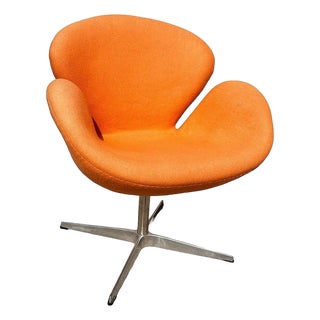 Punmkin Orange Swan Chair in the Style of Arne Jacobsen For Sale