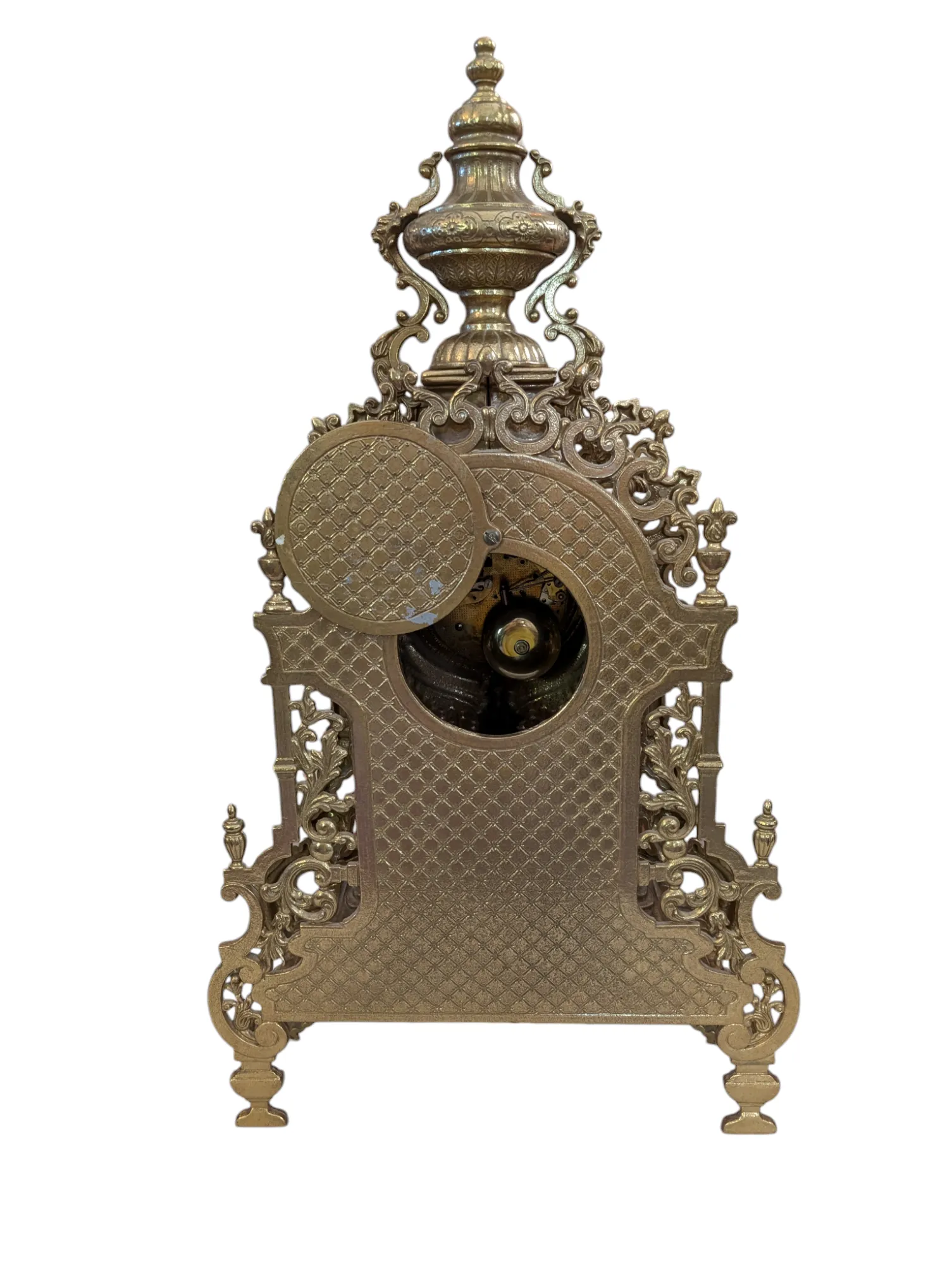 Antique Italian Brass Mantle Clock and Double Candelabra Set - 3