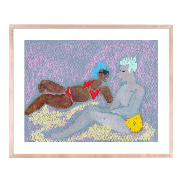Ipanema III by Happy Menocal in Natural Frame, XS Art Print For Sale