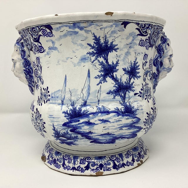 Delft Antique Delft Faience Cache Pot For Sale - Image 4 of 6