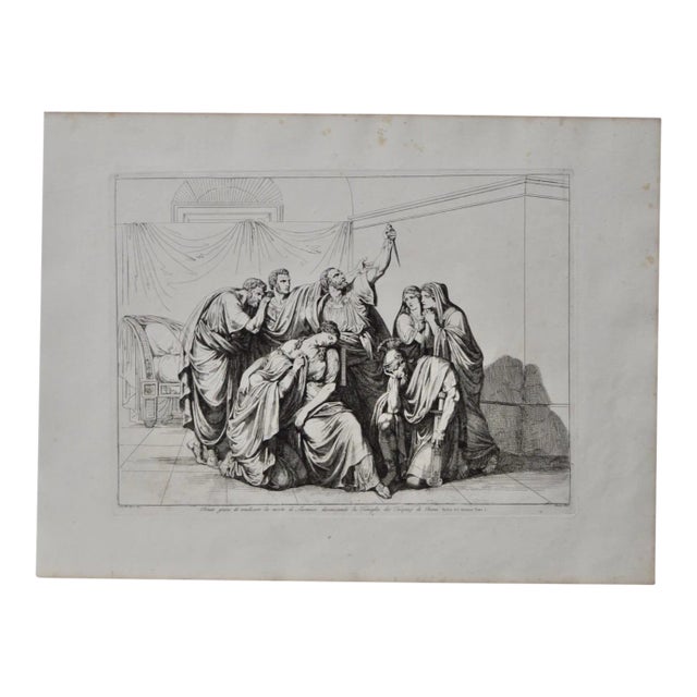 Bartolomeo Pinelli "Brutus Vows to Avenge the Death of Lucretia" Engraving c.1817 For Sale