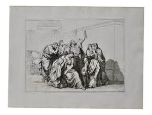 Bartolomeo Pinelli "Brutus Vows to Avenge the Death of Lucretia" Engraving c.1817