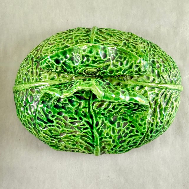 Rustic Portuguese Majolica Cabbage Leaf Tureen, Circa 1930s For Sale - Image 13 of 18