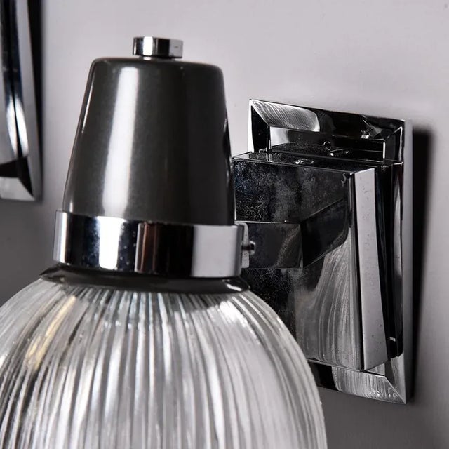 Vintage English Silver and Black Sconces With Glass Shades - Pair For Sale In Detroit - Image 6 of 11