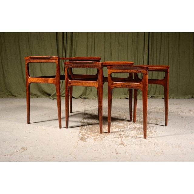 Mid-Century Rosewood Nesting Tables by Domus Danica for Heltborg Møbler, 1960s For Sale - Image 4 of 11