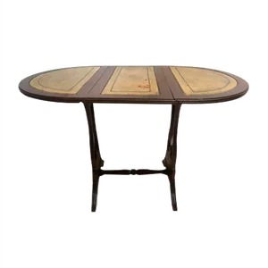Oval Folding Coffee Table in Leather, 1950s